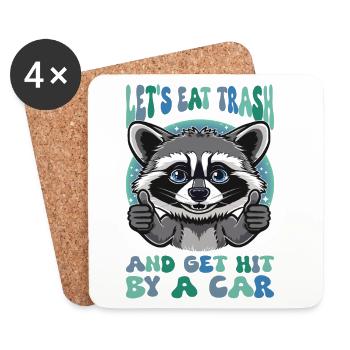 Eat Trash Waschbär Sarkasmus - Untersetzer (4er-Set) - Weiß - Vorne