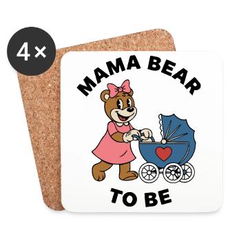 Mama Bär To Be – Kinderwagen Band T-Shirt - Untersetzer (4er-Set) - Weiß - Vorne