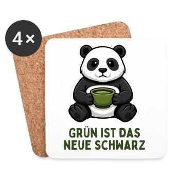 Panda Coffee Time Boisson au thé vert - Dessous de verre (lot de 4) - blanc - Devant
