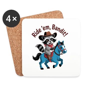 Reiten Bandit Waschbär - Untersetzer (4er-Set) - Weiß - Vorne