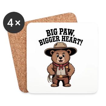 Big Bear Cowboy with Heart - Coasters (set of 4) - white - Front