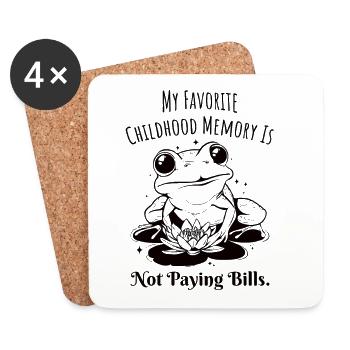 Grenouille de mémoire d’enfance ne payant pas ses factures - Dessous de verre (lot de 4) - blanc - Devant
