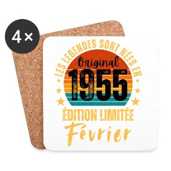 Vintage Février 1955 – Édition Limitée Anniversair - Dessous de verre (lot de 4) - blanc - Devant