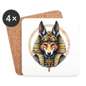 Egyptian Husky Steampunk Style - Coasters (set of 4) - white - Front