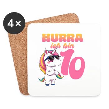 10th Birthday Unicorn - Coasters (set of 4) - white - Front