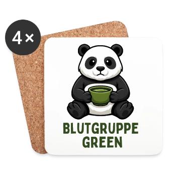 Blood Type Green Panda Tea Design - Coasters (set of 4) - white - Front