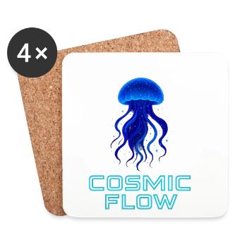 Kosmische Meeres Qualle Neon - Untersetzer (4er-Set) - Weiß - Vorne