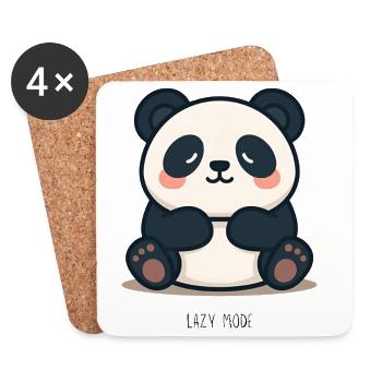 Panda Cartoon T-Shirt – Lazy Mode - Untersetzer (4er-Set) - Weiß - Vorne