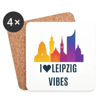 Leipzig Vibes Skyline Gradient Ville Ville - Dessous de verre (lot de 4) - blanc - Devant