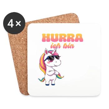 Einhorn Unicorn Motiv selbst gestalten ich bin  - Untersetzer (4er-Set) - Weiß - Vorne