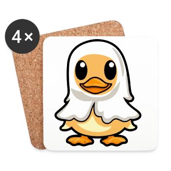 Ente Halloween Geist - Untersetzer (4er-Set) - Weiß - Vorne