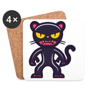 Panther Halloween Comic Lustig - Untersetzer (4er-Set) - Weiß - Vorne