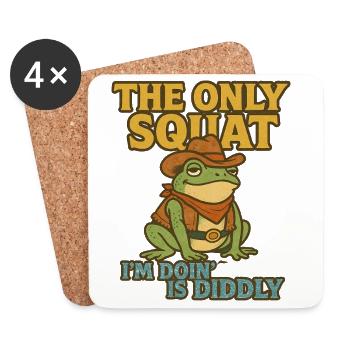 Cowboy Frog Squat Pun - Coasters (set of 4) - white - Front