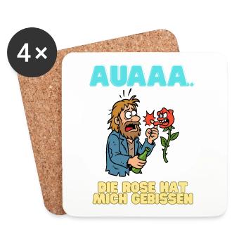 Rose Bite Humor Shirt - Coasters (set of 4) - white - Front