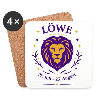 Sternzeichen Löwe - Untersetzer (4er-Set) - Weiß - Vorne
