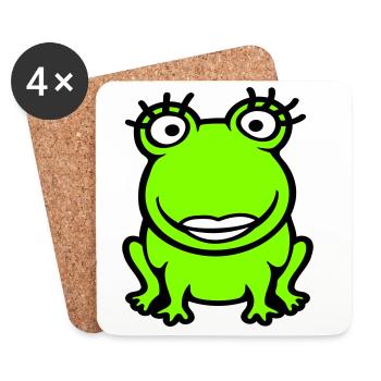 Frosch Girl Wimpern hübsche Frau weiblich Mädchen - Untersetzer (4er-Set) - Weiß - Vorne