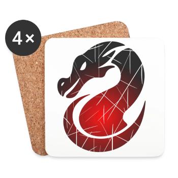 Red Dragon with Split Texture - Coasters (set of 4) - white - Front