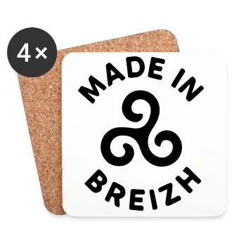 Made in Breizh - Logo avec le triskell breton - Dessous de verre (lot de 4) - blanc - Devant
