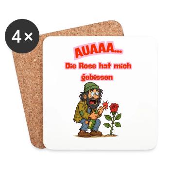 Rosenbiss Humor Cartoon - Untersetzer (4er-Set) - Weiß - Vorne
