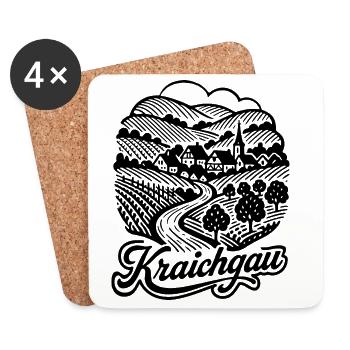 Kraichgau Illustration mit Schriftzug - Untersetzer (4er-Set) - Weiß - Vorne