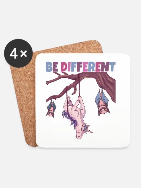 Be Different Einhorn - Untersetzer (4er-Set) - Weiß