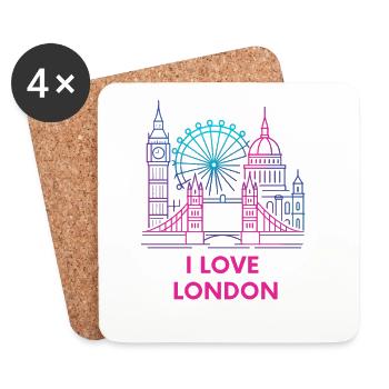 I Love London Neon Skyline - Coasters (set of 4) - white - Front