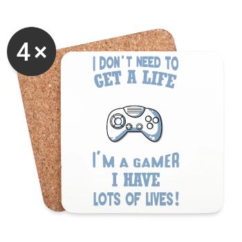 Gamer-Humor: voller Leben - Untersetzer (4er-Set) - Weiß - Vorne
