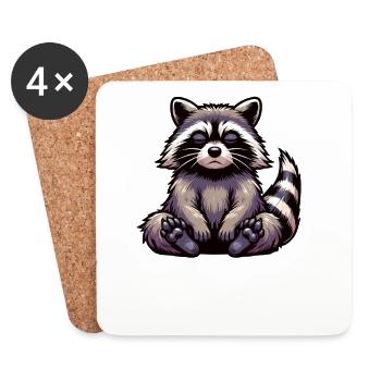 Parlez à la patte Waschbär Waschbären Raton laveur - Dessous de verre (lot de 4) - blanc - Devant