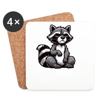 Parlez à la patte Waschbär Waschbären Raton laveur - Dessous de verre (lot de 4) - blanc - Devant