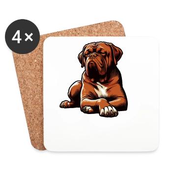 Sprich mit der Pfote Bordeaux Dogge Bordeauxs  - Untersetzer (4er-Set) - Weiß - Vorne