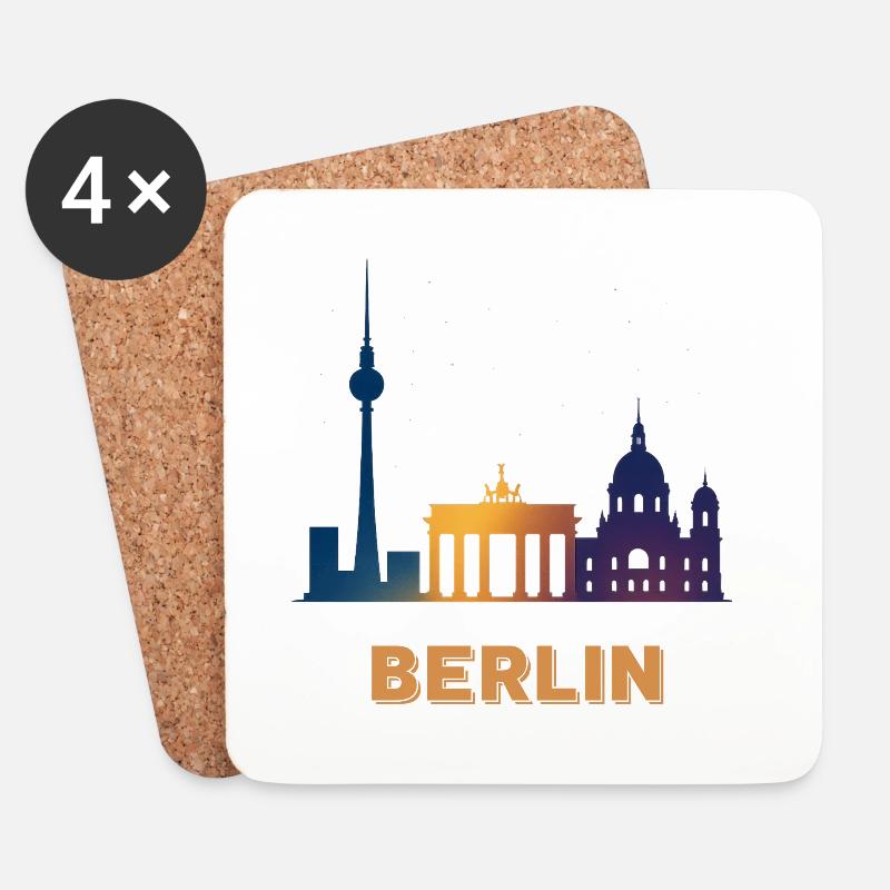 Berliner Skyline Farbverlauf - Untersetzer (4er-Set) - Weiß