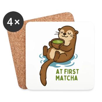 Une loutre avec du matcha - Dessous de verre (lot de 4) - blanc - Devant
