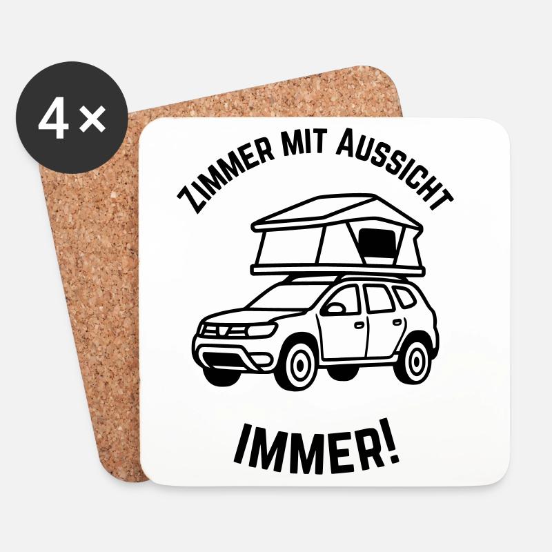 Dachzelt mit Aussicht - Untersetzer (4er-Set) - Weiß