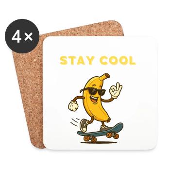 Banana Skateboarder Stay Cool - Dessous de verre (lot de 4) - blanc - Devant