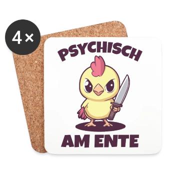Psychiquement sur le canard - le canard voit rouge ! - Dessous de verre (lot de 4) - blanc - Devant