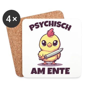 Psychiquement sur le canard drôle de dicton - Dessous de verre (lot de 4) - blanc - Devant