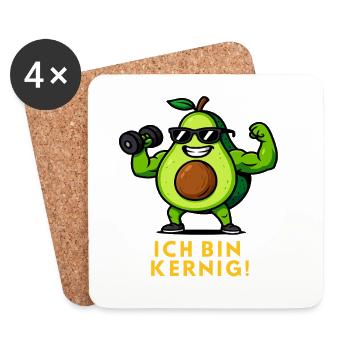 Hearty Avocado Muscle Hero Fitness Illustration - Coasters (set of 4) - white - Front