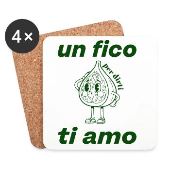Fig Love Cartoon Green - Coasters (set of 4) - white - Front