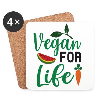 Vegan For Life - Coasters (set of 4) - white - Front