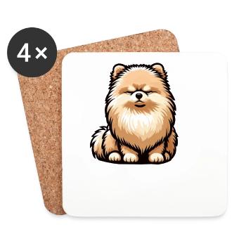 Talk to the Paw Pomeranian Pomeranian Pomeranian Spitz Dog - Coasters (set of 4) - white - Front