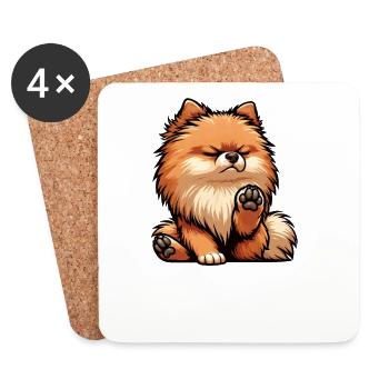 Talk to the Paw Pomeranian Pomeranian Pomeranian Spitz Dog - Coasters (set of 4) - white - Front