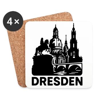 Dresden Landmark Silhouette - Coasters (set of 4) - white - Front