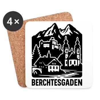 Berchtesgaden Silhouette Landmark - Coasters (set of 4) - white - Front