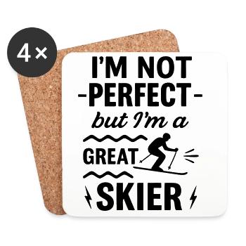 Great skiers winter mountains - Coasters (set of 4) - white - Front