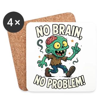 Kein Gehirn Kein Problem Zombie T-Shirt - Untersetzer (4er-Set) - Weiß - Vorne