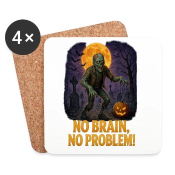 Cimetière de zombies au clair de lune avec lueur de citrouille - Dessous de verre (lot de 4) - blanc - Devant