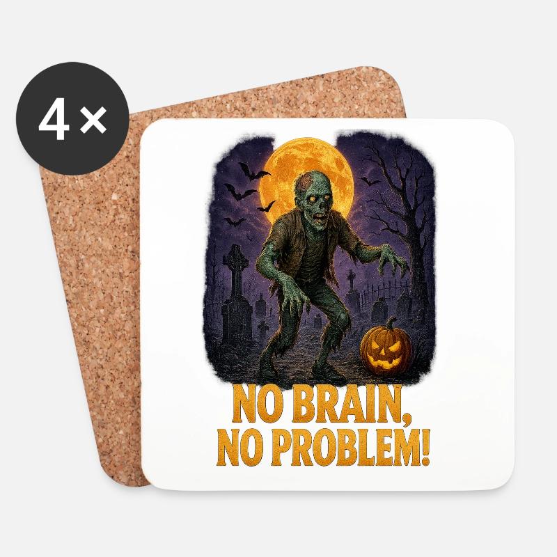 Moonlit Zombie Graveyard with Pumpkin Glow - Coasters (set of 4) - white