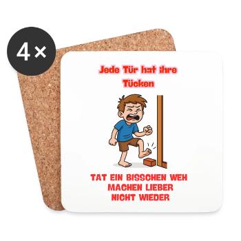 Every door has its pitfalls Comic Illustration - Coasters (set of 4) - white - Front