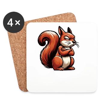 Talk to the Paw Squirrel Squirrel Rodent - Coasters (set of 4) - white - Front