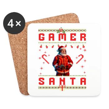 Père Noël gamer - Dessous de verre (lot de 4) - blanc - Devant